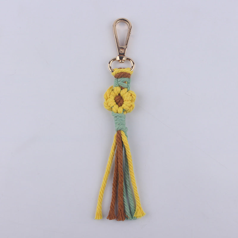 Wholesale Handmade Cotton Thread Woven Cartoon Flower Keychain